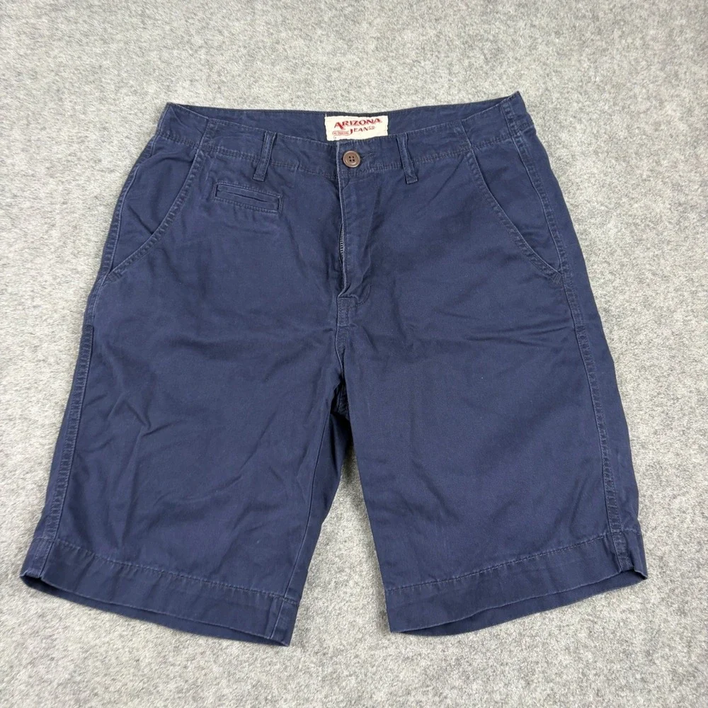 Y2K Arizona Jean Co Shorts Mens 31 Navy Blue Chino Flat Front Surf Casual Cotton